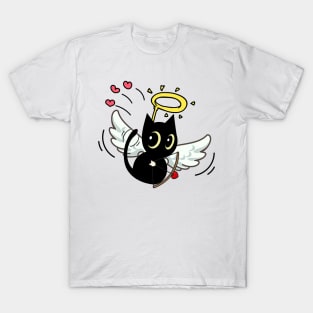 Cupid Black cat Shooting Love Arrows on valentine's day T-Shirt